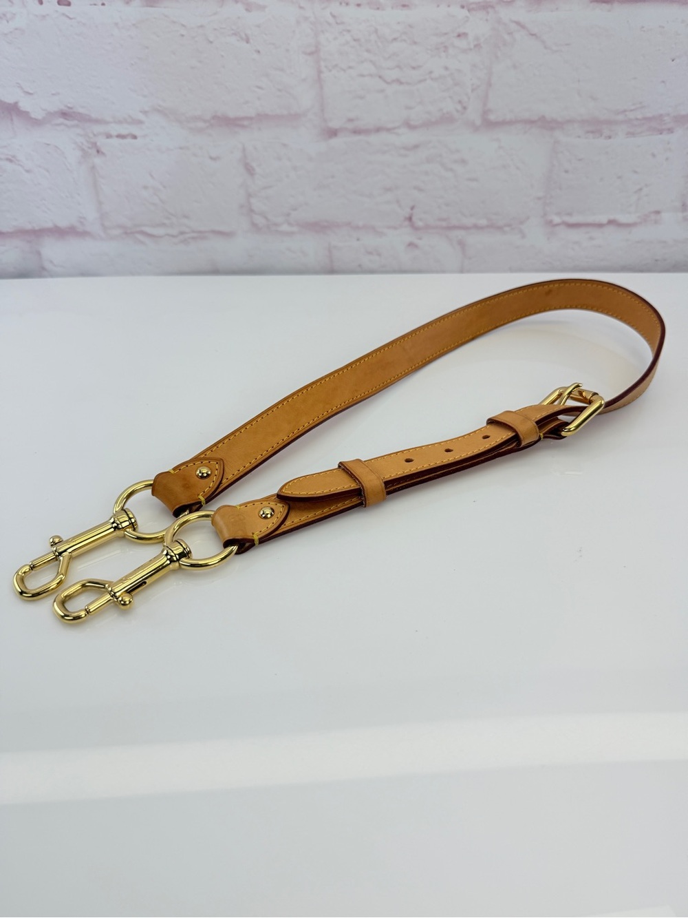 Louis Vuitton Bandouliere Leather Shoulder Strap with Gold Hardware - Tan